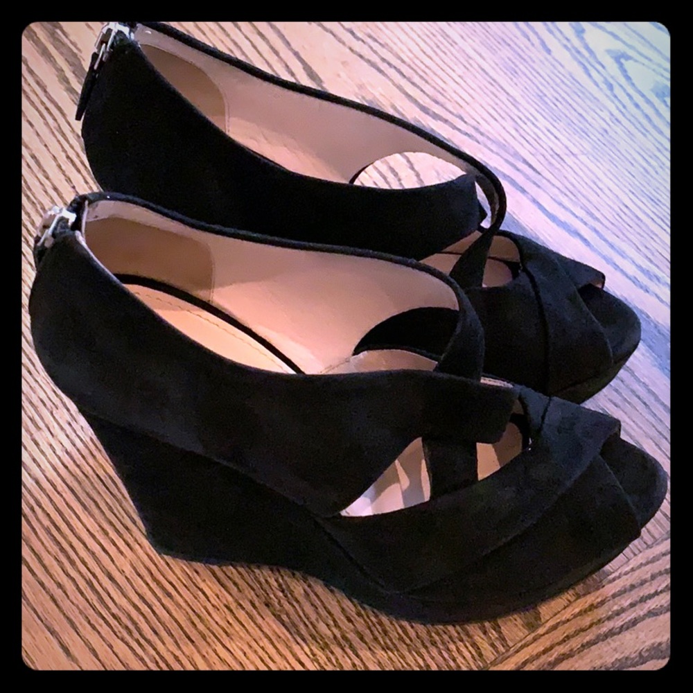Prada suede black wedges size 38